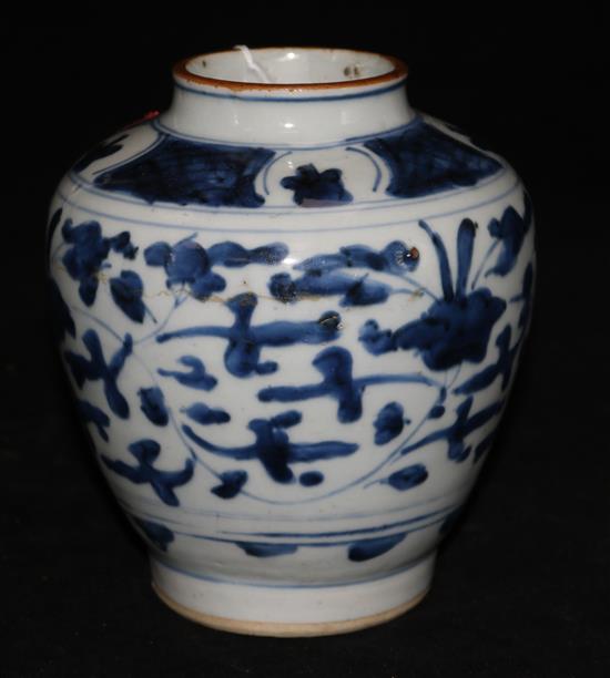 A Chinese late Ming blue and white vase